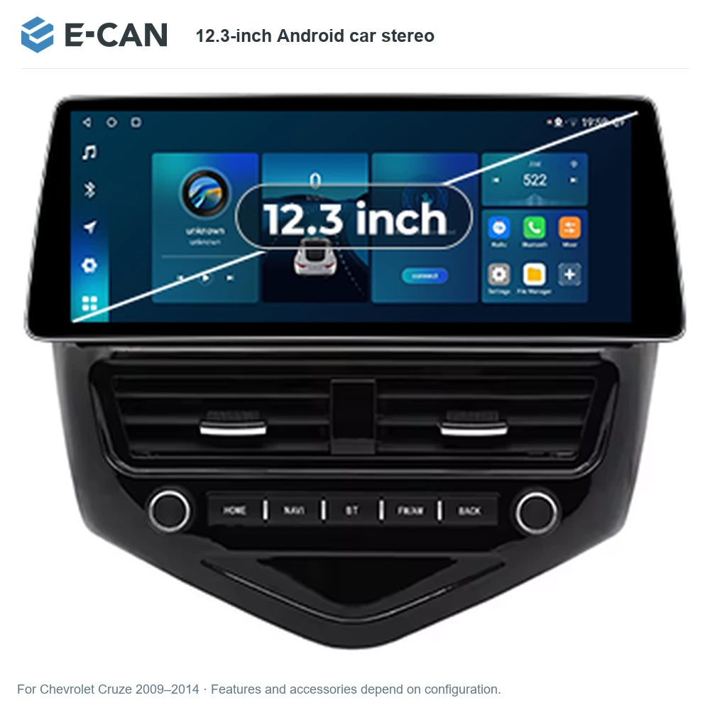 E-CAN 12.3-inch Android car stereo for Chevrolet Cruze 2009–2014