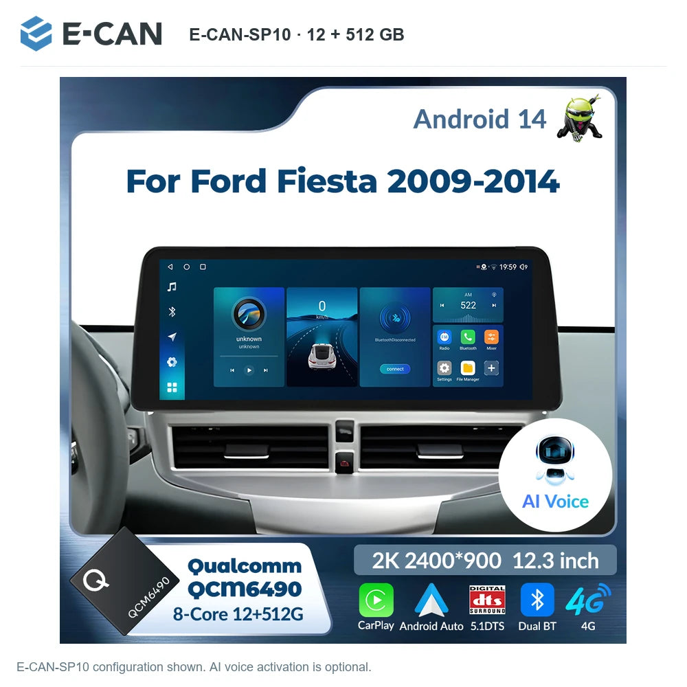 E-CAN E-CAN-SP10 · 12 + 512 GB for Ford Fiesta 2009–2014