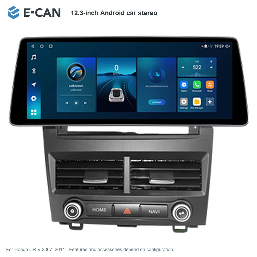 E-CAN 12.3-inch Android car stereo for Honda CR-V 2007–2011