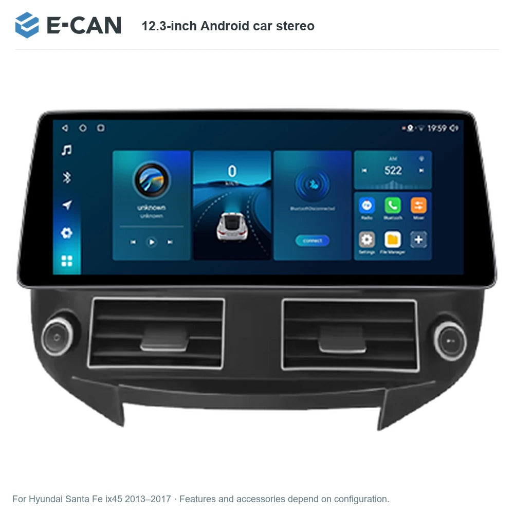 E-CAN 12.3-inch Android car stereo for Hyundai Santa Fe ix45 2013–2017
