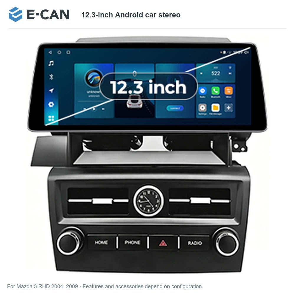 E-CAN 12.3-inch Android car stereo for Mazda 3 RHD 2004–2009