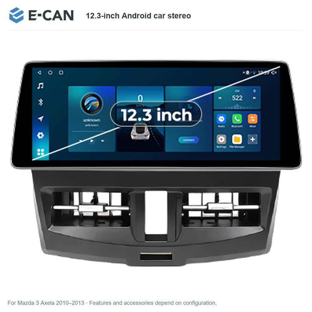 E-CAN 12.3-inch Android car stereo for Mazda 3 Axela 2010–2013