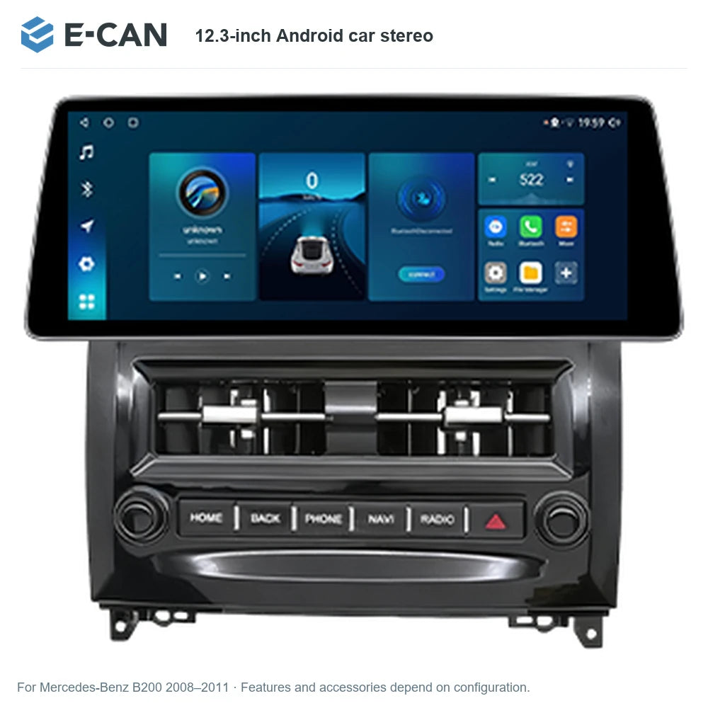 E-CAN 12.3-inch Android car stereo for Mercedes-Benz B200 2008–2011