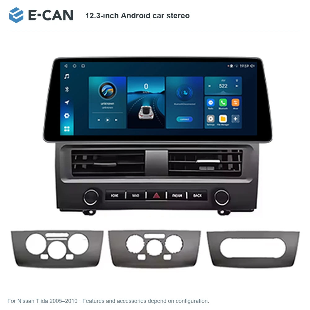 E-CAN 12.3-inch Android car stereo for Nissan Tiida 2005–2010