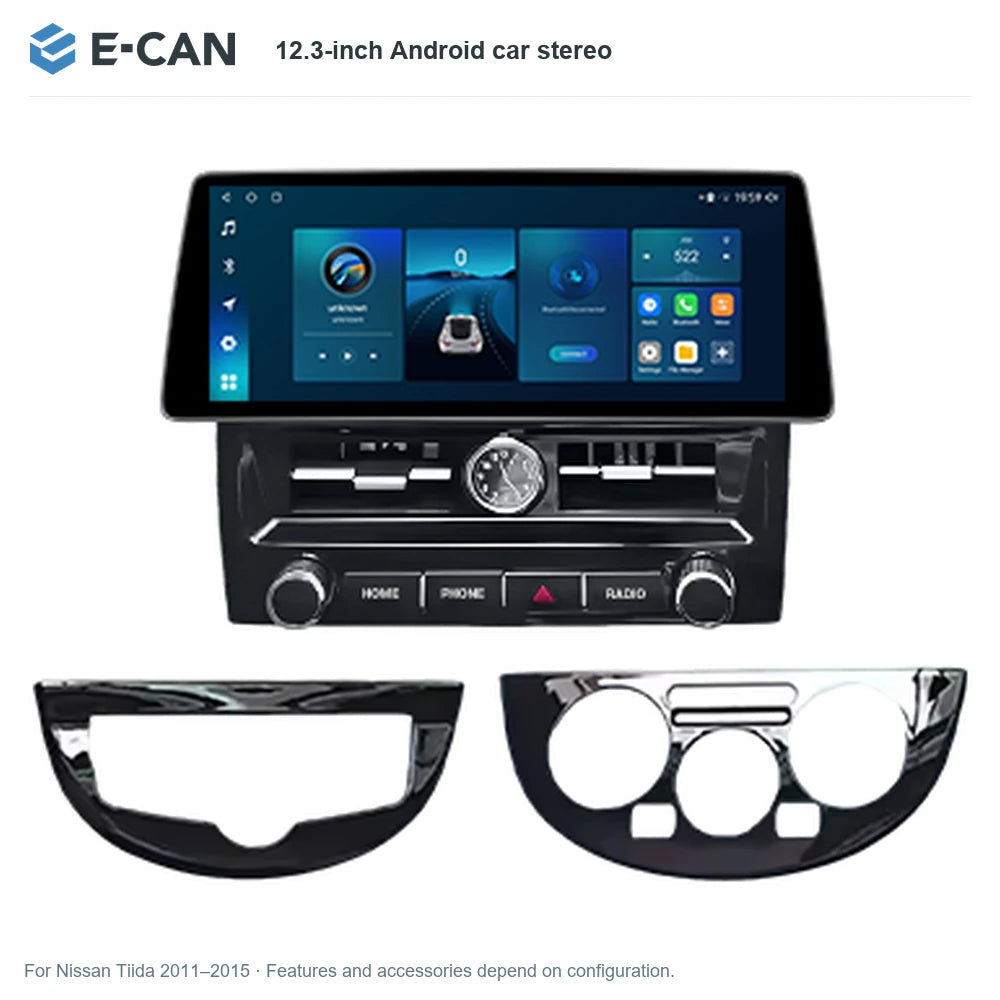 E-CAN 12.3-inch Android car stereo for Nissan Tiida 2011–2015
