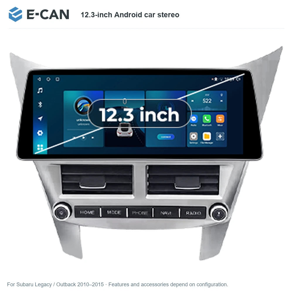 E-CAN 12.3-inch Android car stereo for Subaru Legacy / Outback 2010–2015