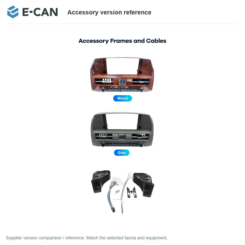 E-CAN Accessory version reference for Toyota Camry Wood 2003