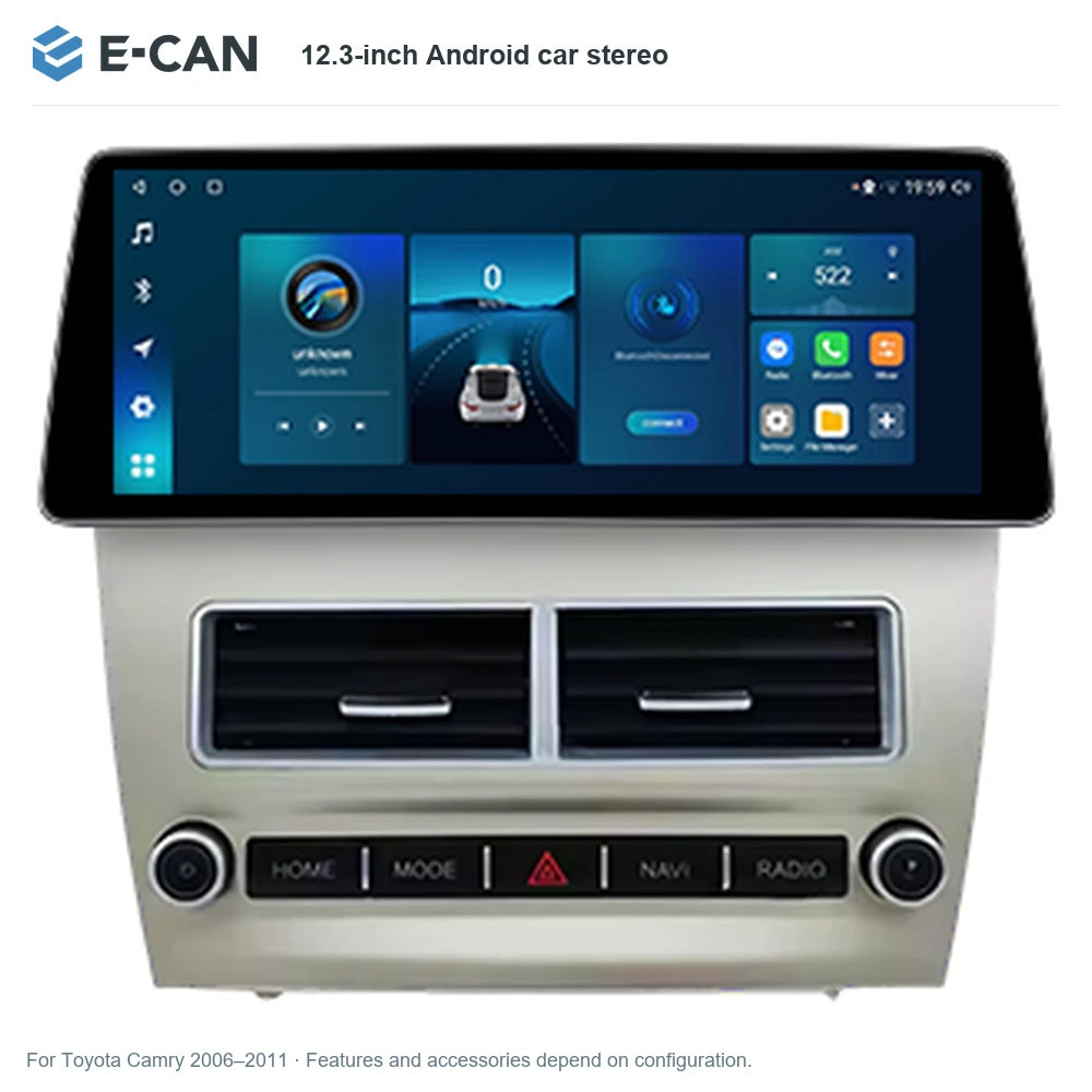 E-CAN 12.3-inch Android car stereo for Toyota Camry 2006–2011