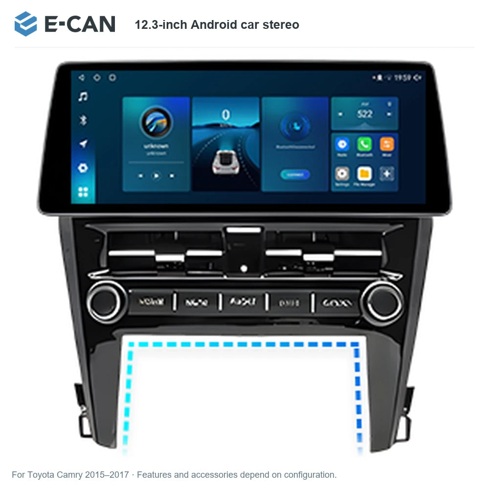 E-CAN 12.3-inch Android car stereo for Toyota Camry 2015–2017
