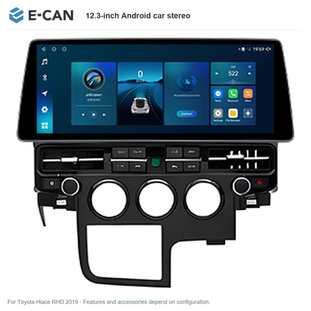 E-CAN 12.3-inch Android car stereo for Toyota Hiace RHD 2019