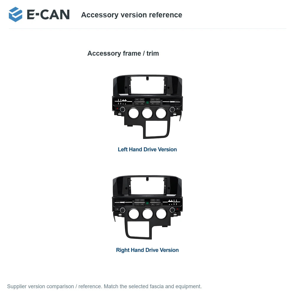 E-CAN Accessory version reference for Toyota Hiace RHD 2019