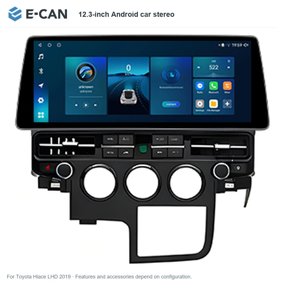E-CAN 12.3-inch Android car stereo for Toyota Hiace LHD 2019