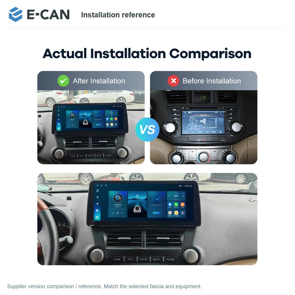 E-CAN Installation reference for Toyota Highlander Base 2009–2013