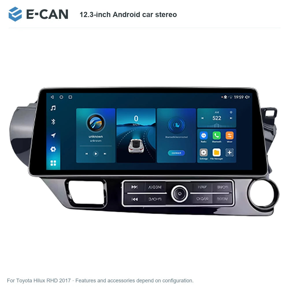 E-CAN 12.3-inch Android car stereo for Toyota Hilux RHD 2017