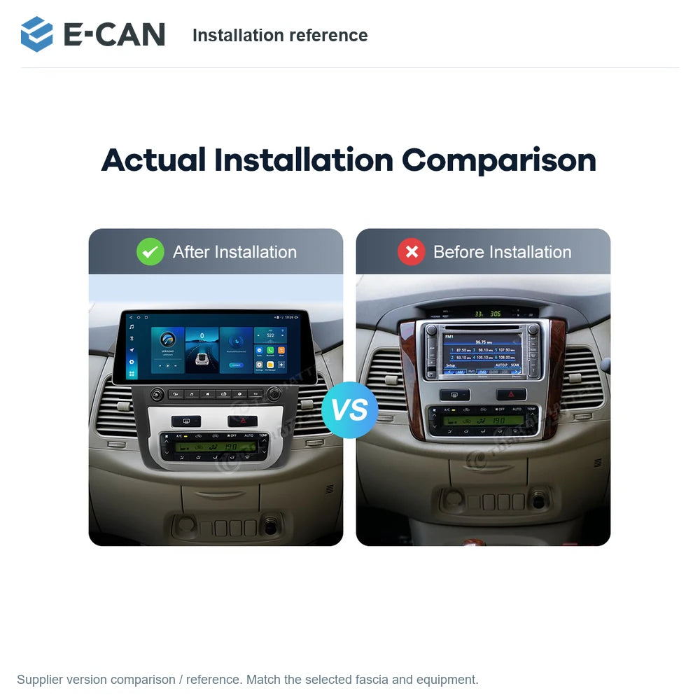 E-CAN Installation reference for Toyota Innova Manual AC 2005–2014