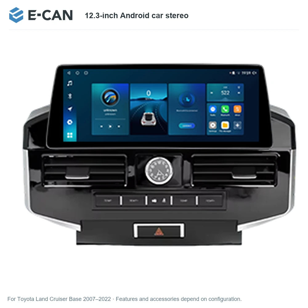 E-CAN 12.3-inch Android car stereo for Toyota Land Cruiser Base 2007–2022