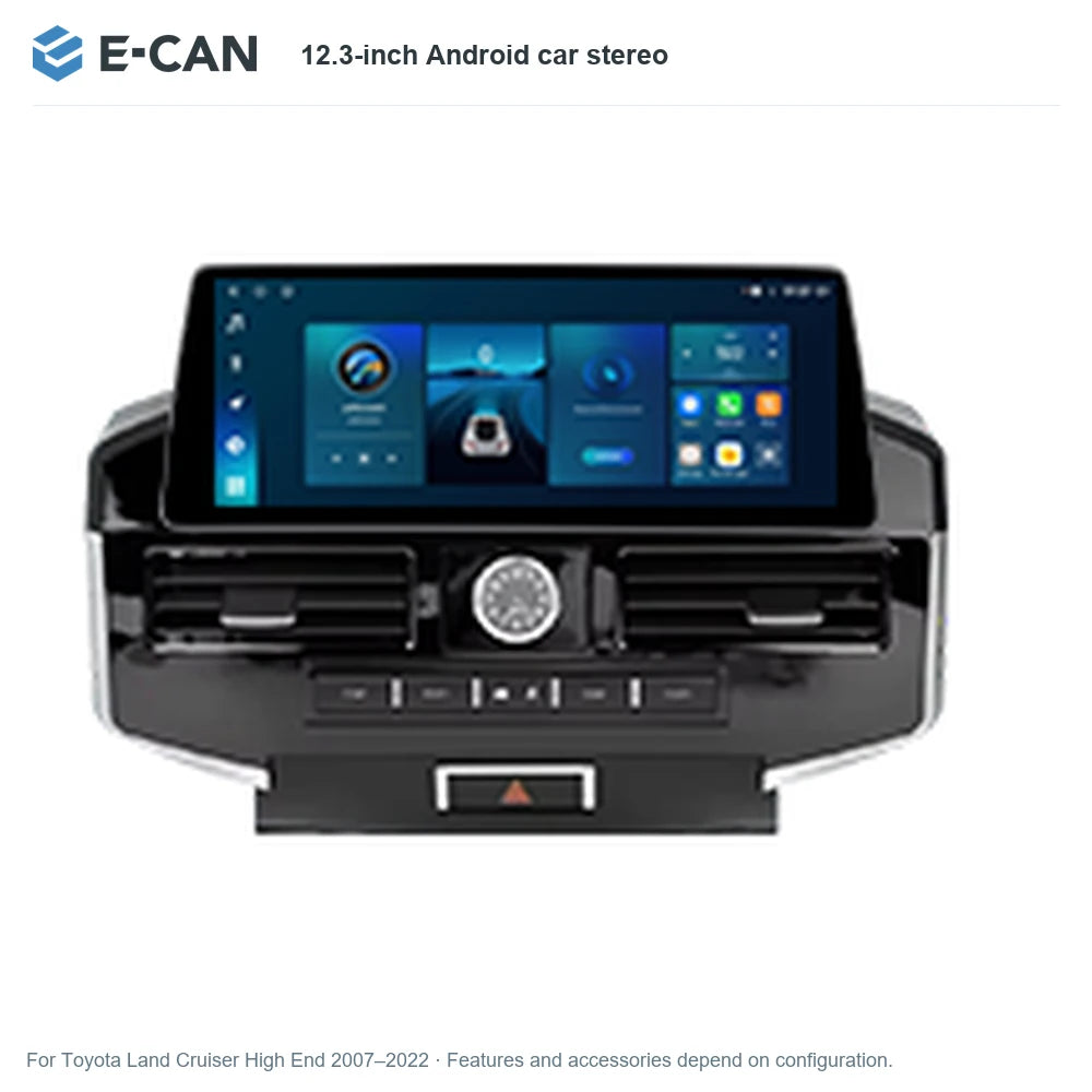 E-CAN 12.3-inch Android car stereo for Toyota Land Cruiser High End 2007–2022