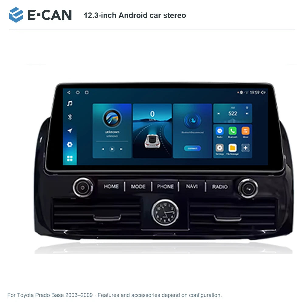 E-CAN 12.3-inch Android Car Stereo for Toyota Prado 2003–2009