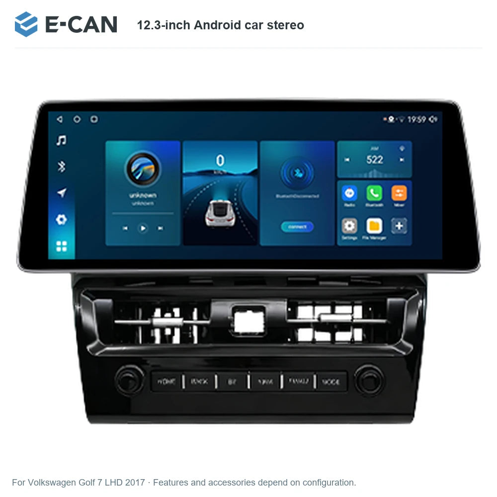 E-CAN 12.3-inch Android car stereo for Volkswagen Golf 7 LHD 2017