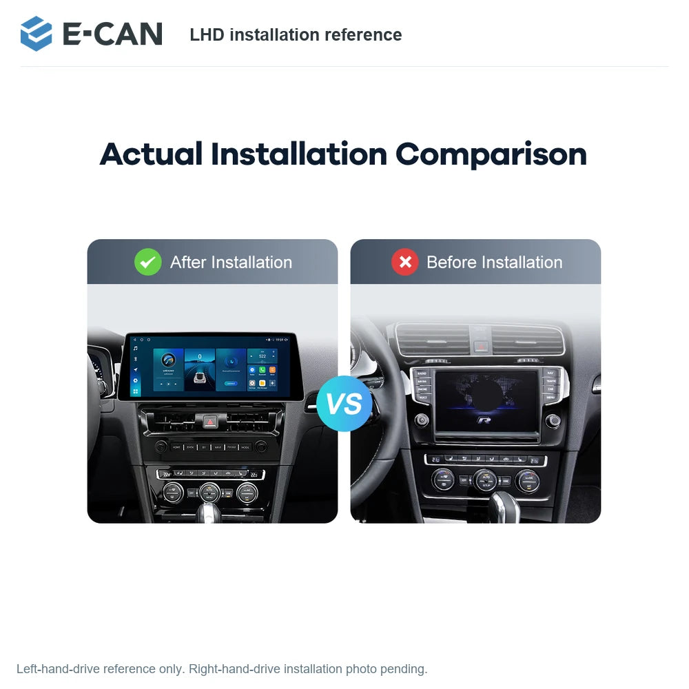 E-CAN LHD installation reference for Volkswagen Golf 7 RHD 2017