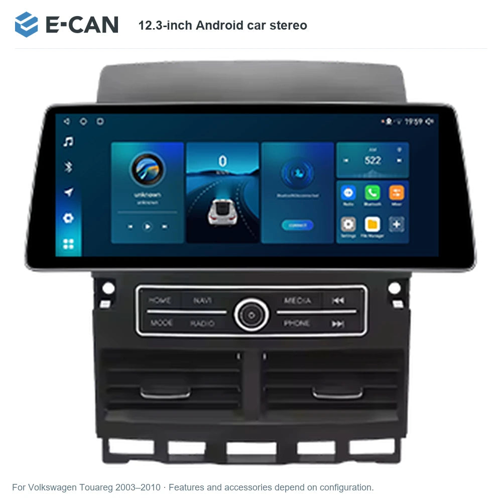 E-CAN 12.3-inch Android car stereo for Volkswagen Touareg 2003–2010
