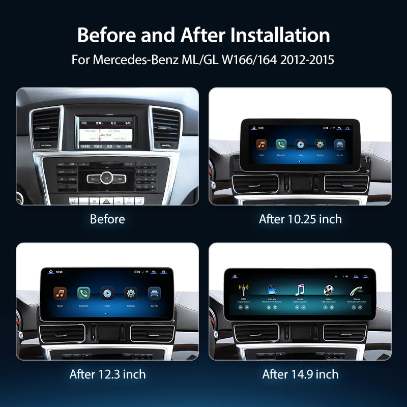 For Mercedes Benz ML GL W166 X164 2012-2015 Wireless CarPlay/Android Auto Linux Touch Screen Multimedia | EC-L1