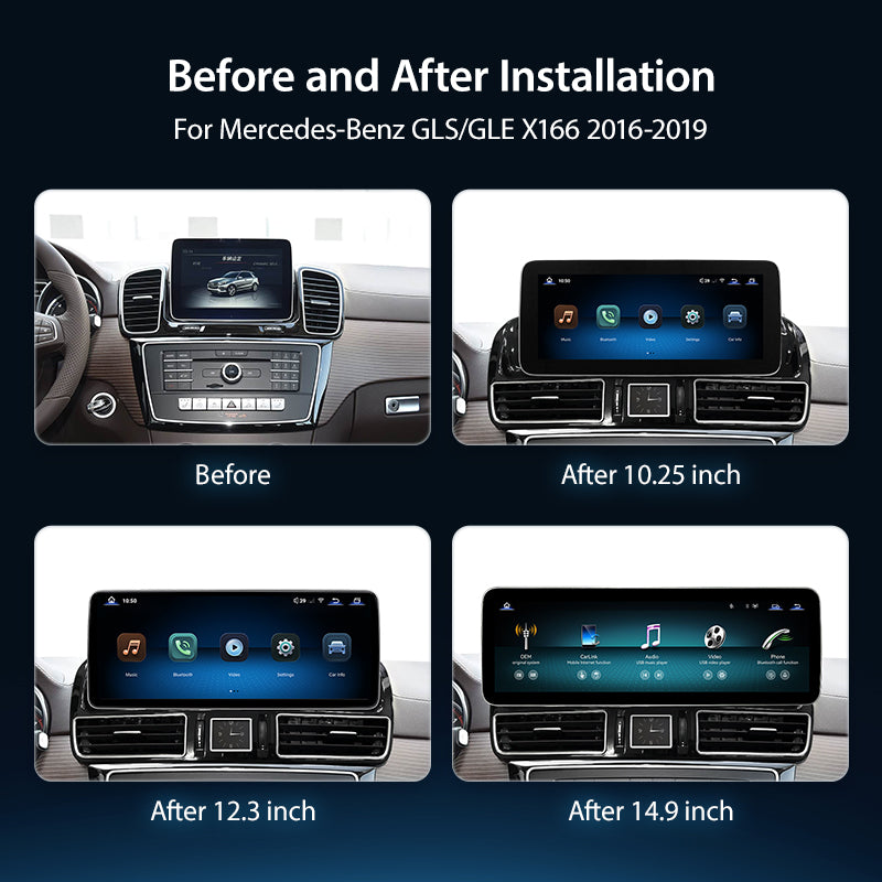 For Mercedes Benz GLE GLS X166 2016-2019 Wireless CarPlay/Android Auto Linux Touch Screen Multimedia | EC-L1