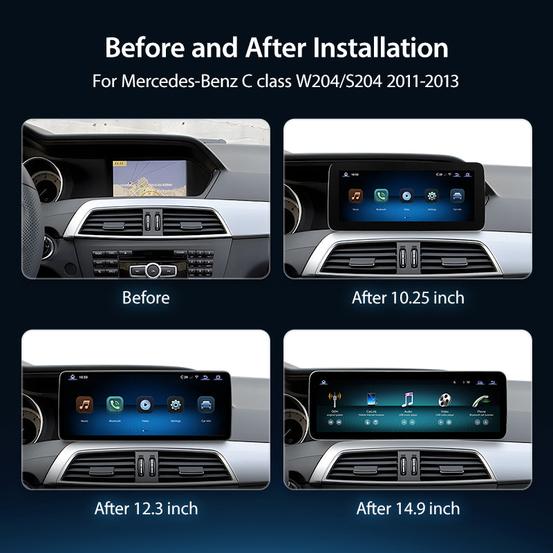 For Mercedes Benz C Class W204 S204 2011-2013 Wireless CarPlay/Android Auto Linux Touch Screen Multimedia | EC-L1