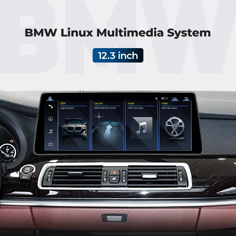 For BMW 5 Series GT F07 2009-2016 Linux Screen Apple CarPlay 10.25" 12.3" Multimedia Player | EC-L1