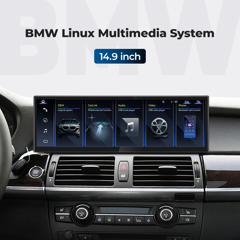 For BMW X5 X6 E70 E71 2007-2013 Linux Screen Apple CarPlay 14.9" Multimedia Player | EC-L1