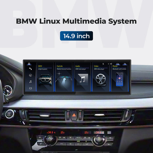 Car Head Unit 2013-2019 BMW X5 X6 F15 F16 Linux Screen 14.9" Apple CarPlay Navigation | EC-L1