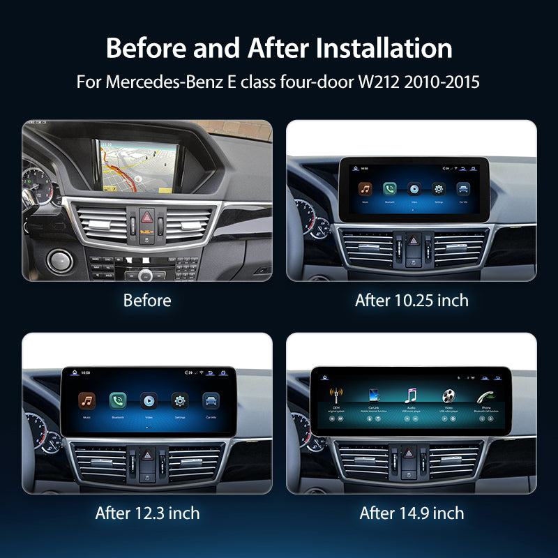 For Mercedes Benz E Class Four-Door W212 2010-2015 Wireless CarPlay/Android Auto Linux Touch Screen Multimedia | EC-L1