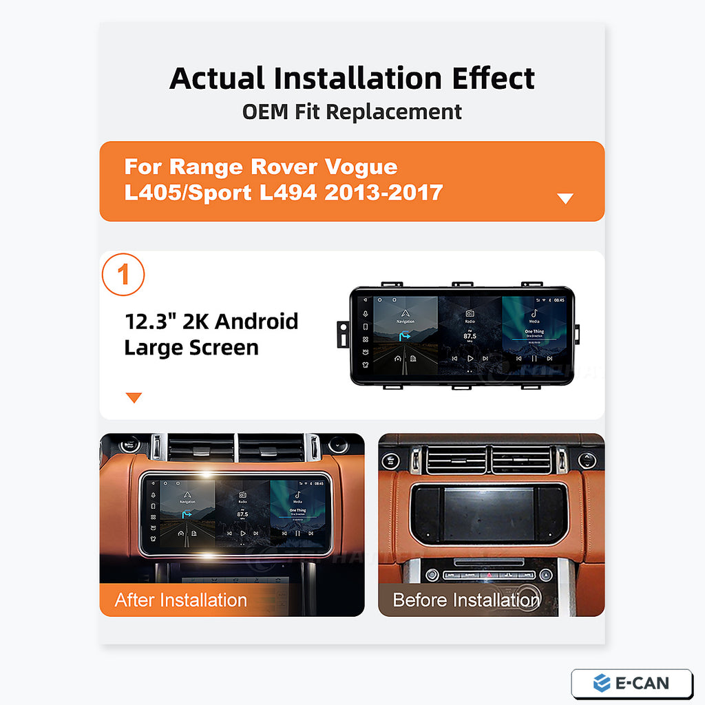 E-CAN-G10 For Range Rover Vogue L405 Sport L494 2013-2017 12.3-inch 2K in-car multimedia screen