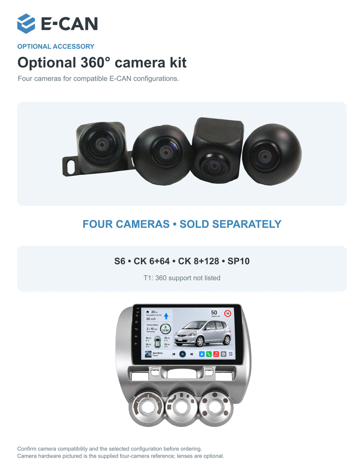 Honda Fit / Jazz GD 2006 9-inch — 05 360 camera option; installation/UI graphics are illustrative