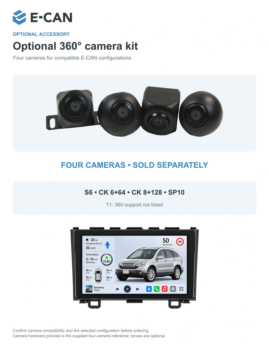 Honda CR-V RE 2008–2011 9-inch — 05 360 camera option; installation/UI graphics are illustrative