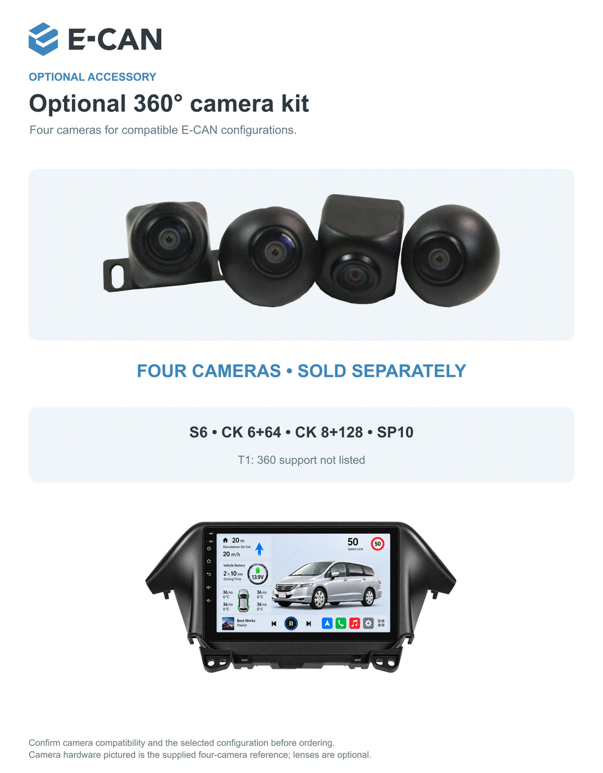 Honda Odyssey RB3 / RB4 2009–2014 9-inch — 05 360 camera option; installation/UI graphics are illustrative