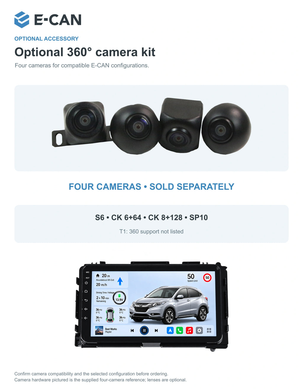 Honda HR-V / Vezel RU 2015–2018 9-inch — 05 360 camera option; installation/UI graphics are illustrative