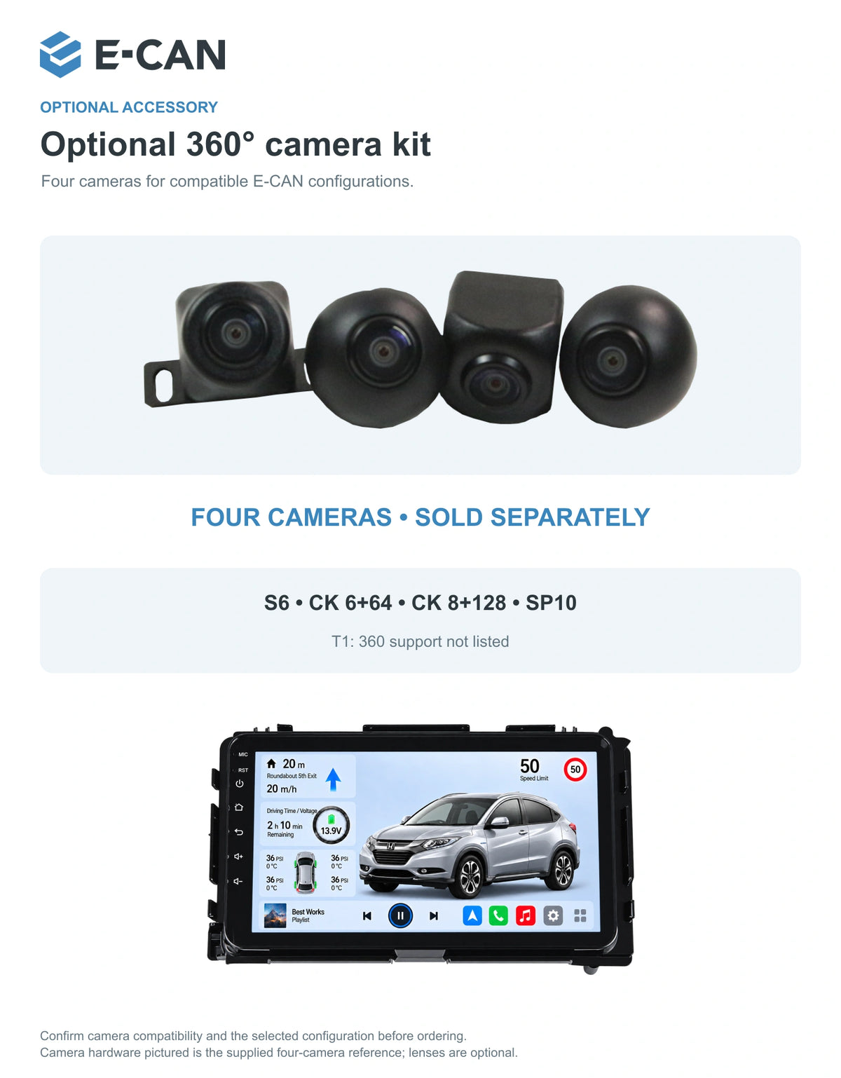 Honda HR-V / Vezel RU 2015–2018 9-inch — 05 360 camera option; installation/UI graphics are illustrative