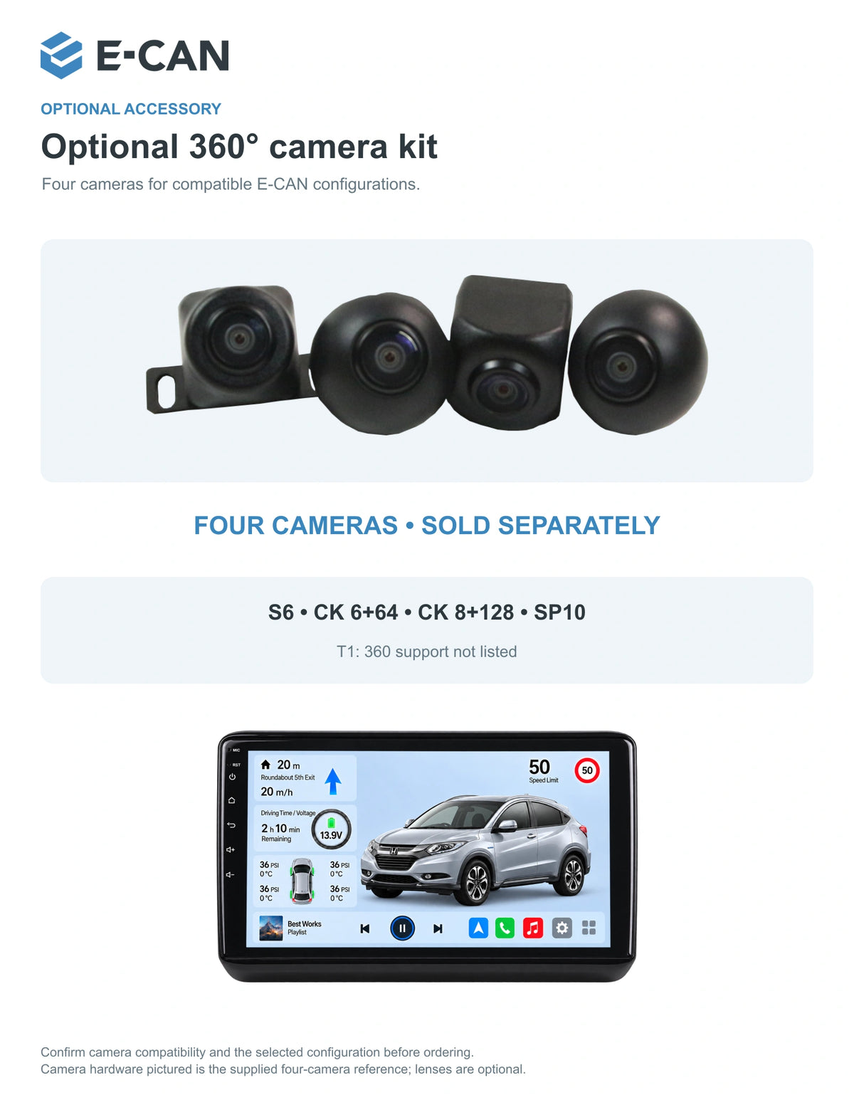Honda HR-V / Vezel RU 2015–2018 10.1-inch — 05 360 camera option; installation/UI graphics are illustrative