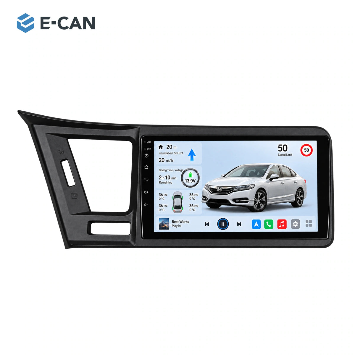 Honda Spirior 2015 9-inch — 01 product white; installation/UI graphics are illustrative