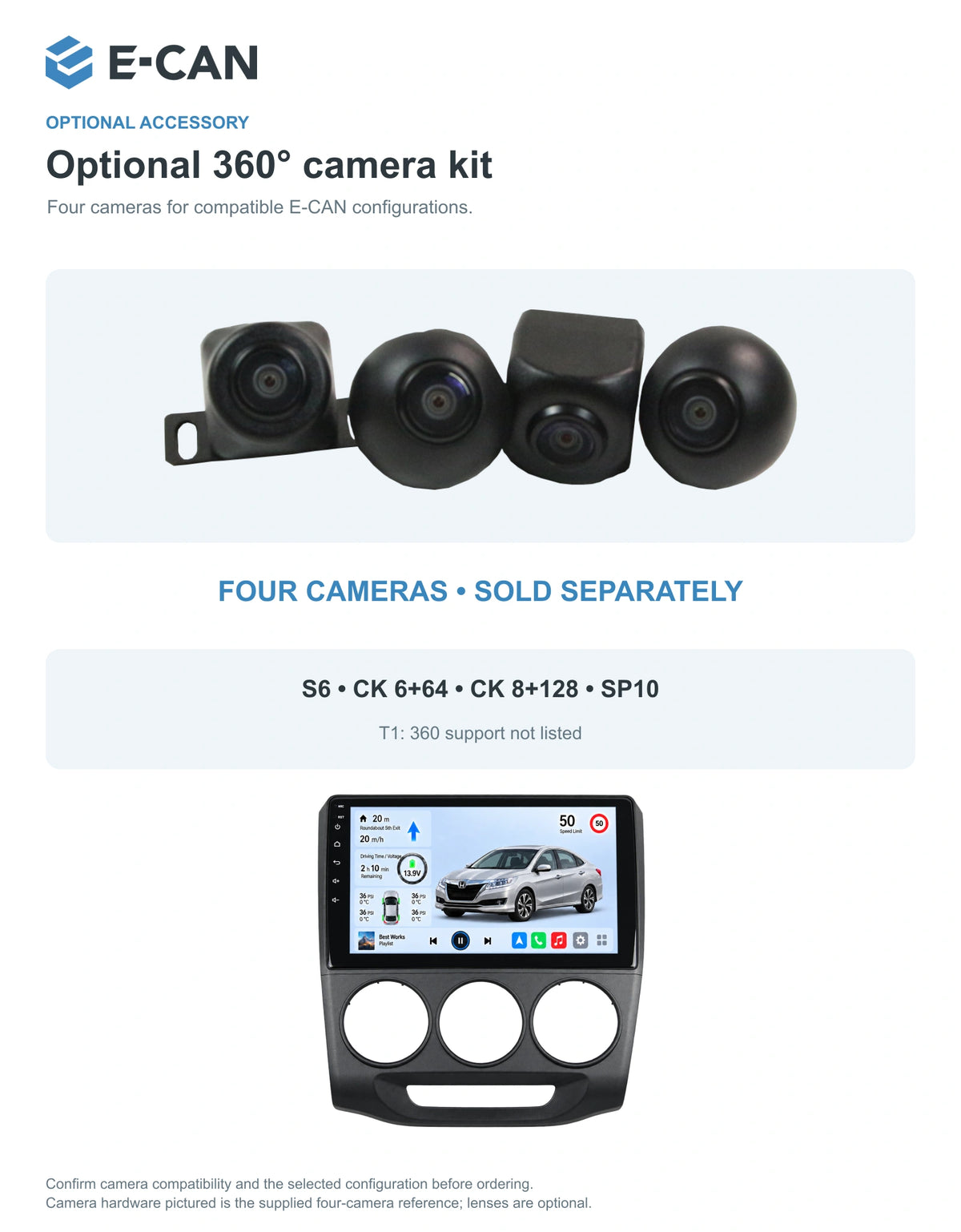 Honda Crider 2016 9-inch — 05 360 camera option; installation/UI graphics are illustrative