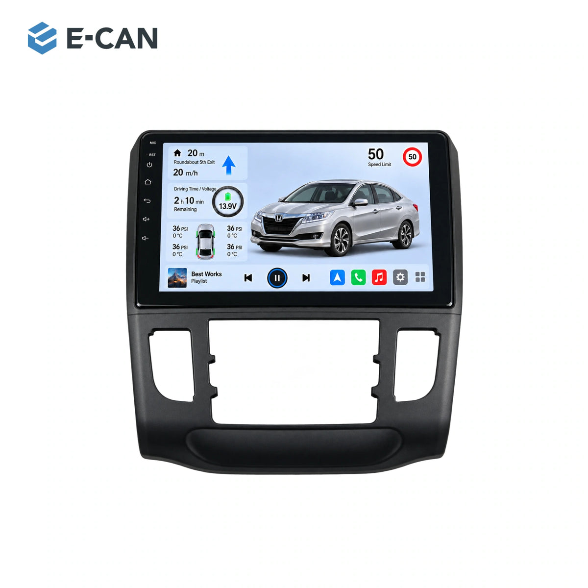 Honda Crider 2016 9-inch — 01 product white; installation/UI graphics are illustrative