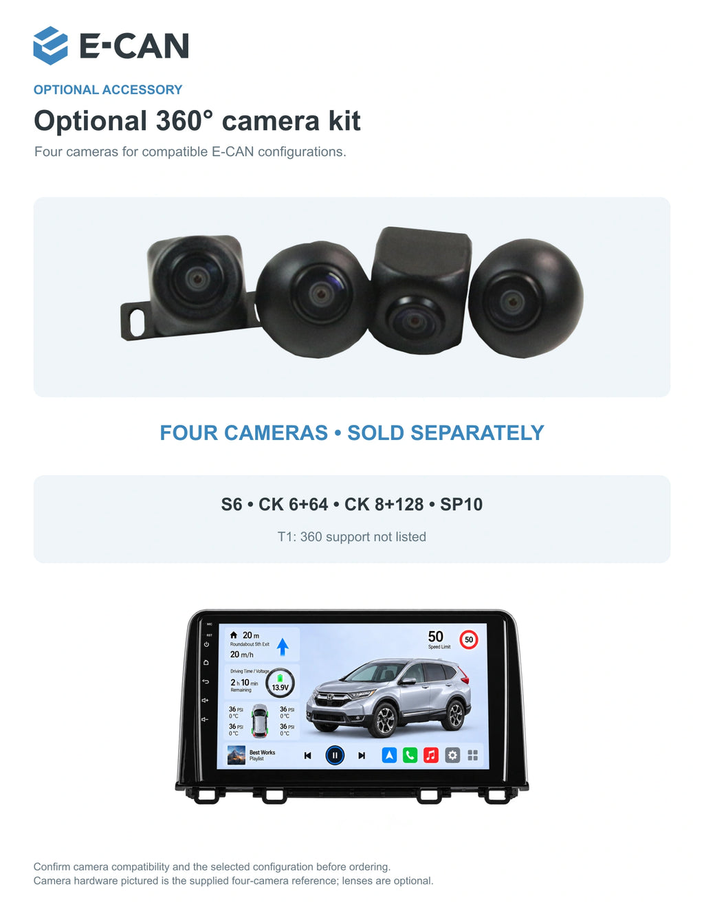 Honda CR-V RW 2017 9-inch — 05 360 camera option; installation/UI graphics are illustrative