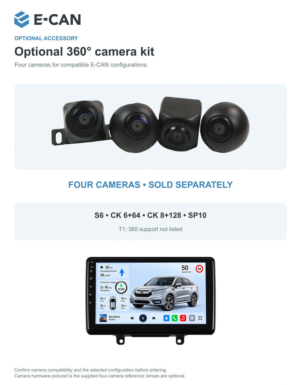 Honda Avancier 2017 10.1-inch — 05 360 camera option; installation/UI graphics are illustrative