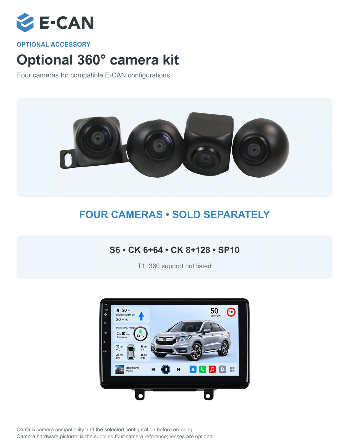 Honda Avancier 2017 10.1-inch — 05 360 camera option; installation/UI graphics are illustrative