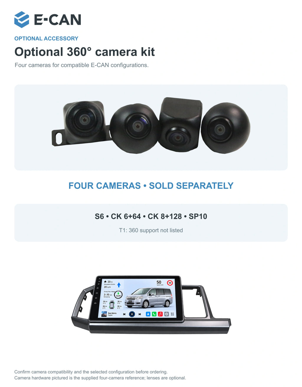 Honda Step WGN RK 2010–2014 10-inch — 05 360 camera option; installation/UI graphics are illustrative