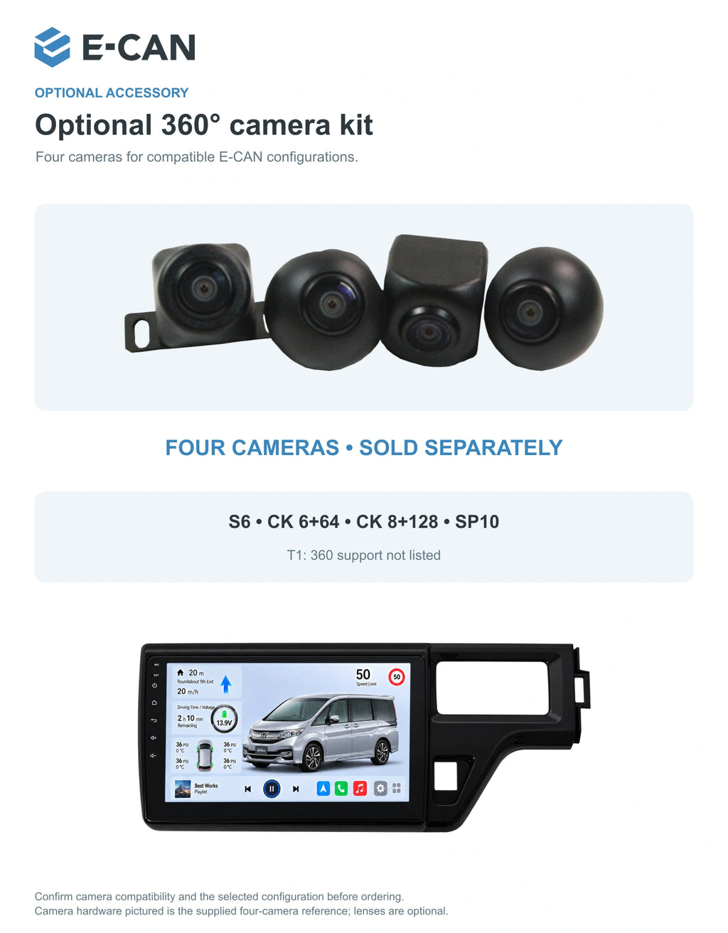 Honda Step WGN RP 2015–2018 10-inch — 05 360 camera option; installation/UI graphics are illustrative