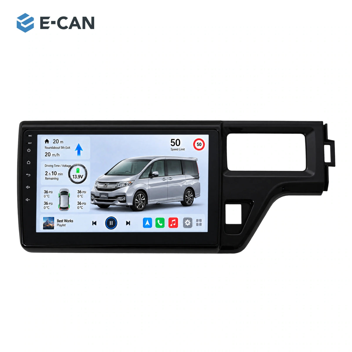 Honda Step WGN RP 2015–2018 10-inch — 01 product white; installation/UI graphics are illustrative