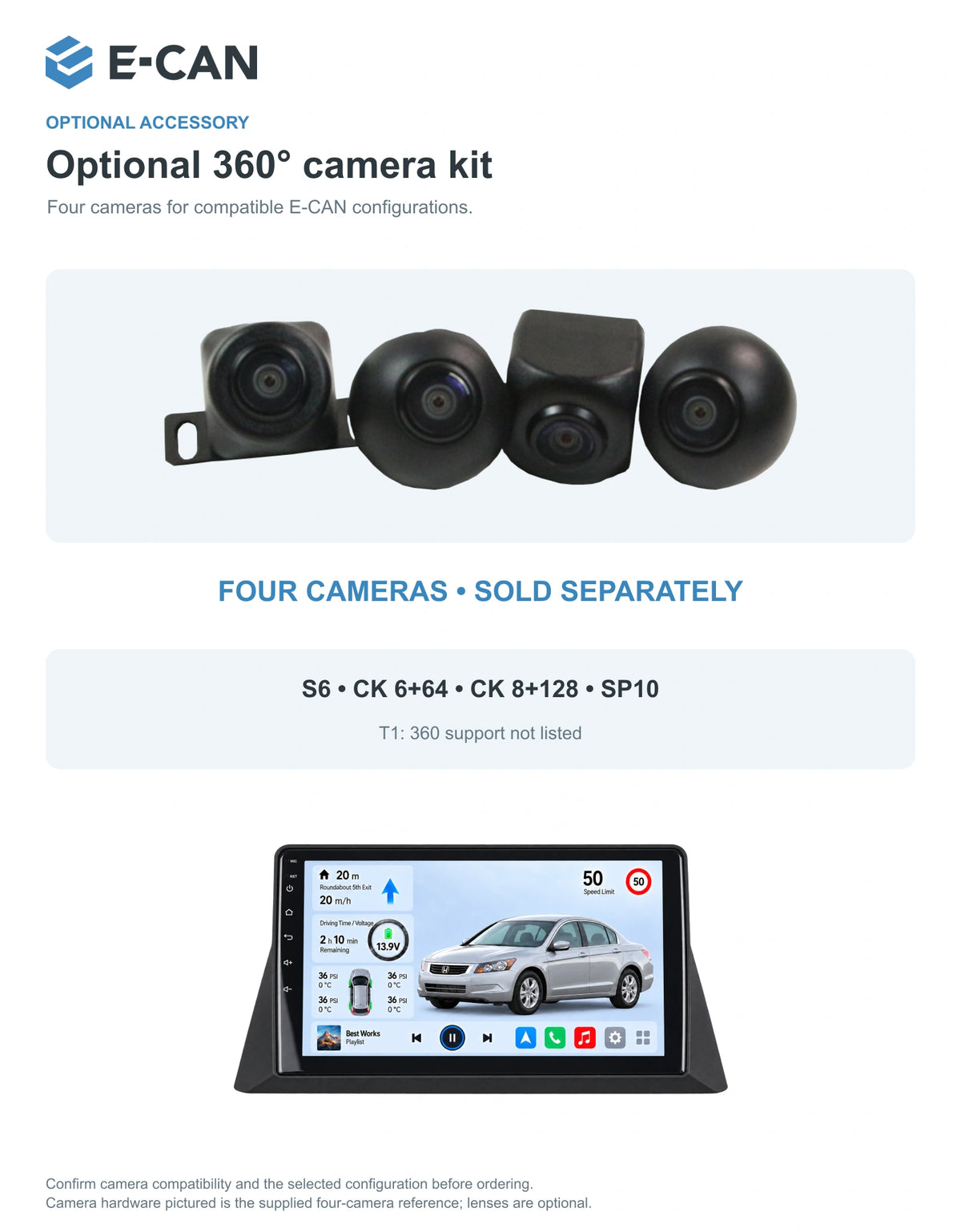 Honda Accord 8 · upper display 2008 9-inch — 05 360 camera option; installation/UI graphics are illustrative