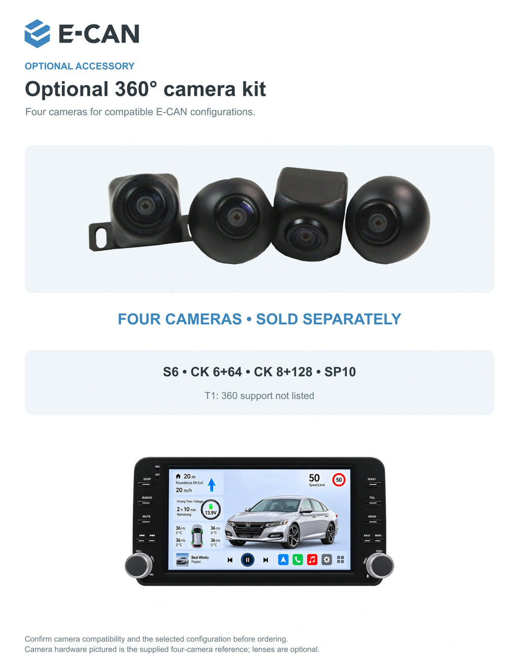 Honda Accord 10 · OE-style two-knob 2018 9-inch — 05 360 camera option; installation/UI graphics are illustrative